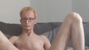 Skinny teen rips his boxers and fingers his hairy ass
